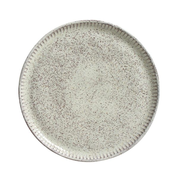 Set 6 Platos Postre Pistacho Líneas - Stoneware